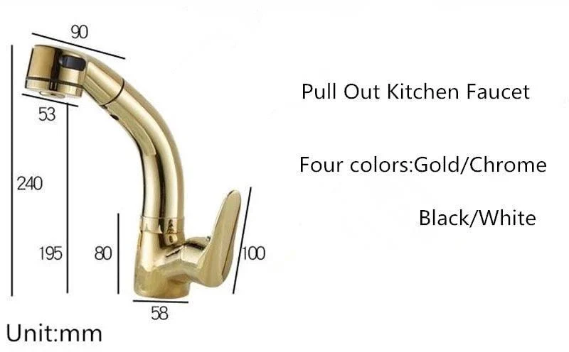 Swivel 360 Degrees Kitchen Sink Tap with Pull-Out Spray -Bathlova