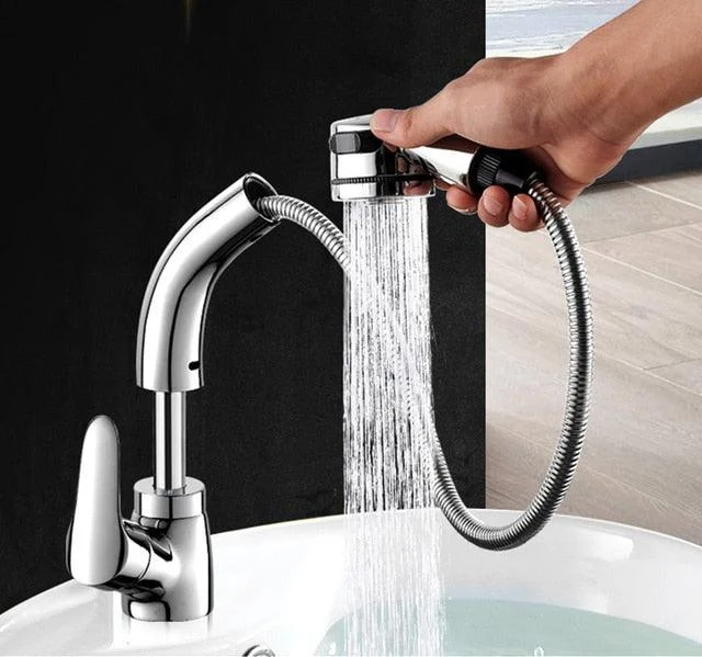 Swivel 360 Degrees Kitchen Sink Tap with Pull-Out Spray -Bathlova