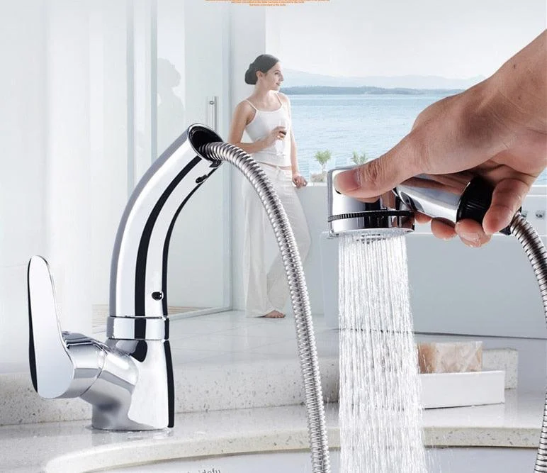 Swivel 360 Degrees Kitchen Sink Tap with Pull-Out Spray -Bathlova