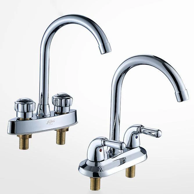 Swivel Spout Centerset Lavatory Tap Contemporary Brass Bathroom Tap -Bathlova