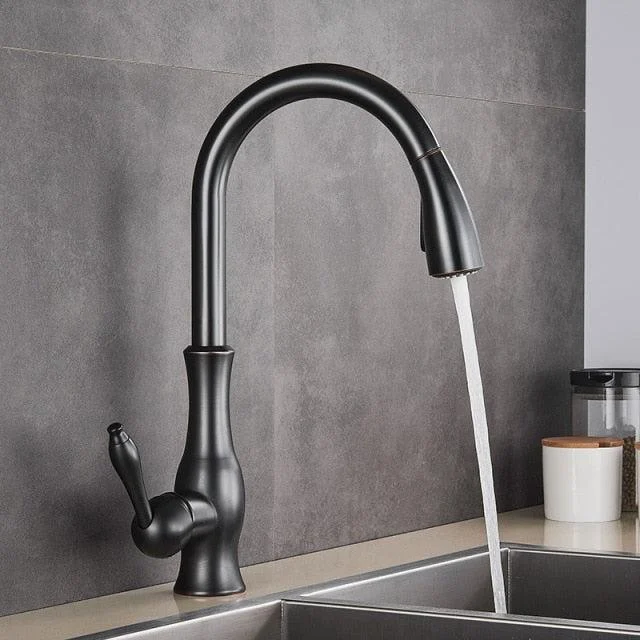 Swivel Spout Kitchen Sink Tap Pull Down Sprayer Kitchen Mixer Tap -Bathlova