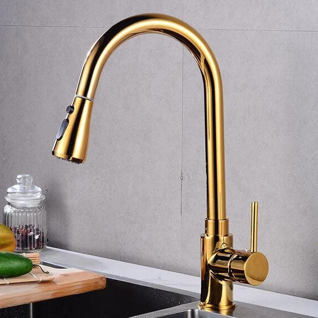 Swivel Spout Kitchen Sink Tap Pull Down Sprayer Water Tap -Bathlova