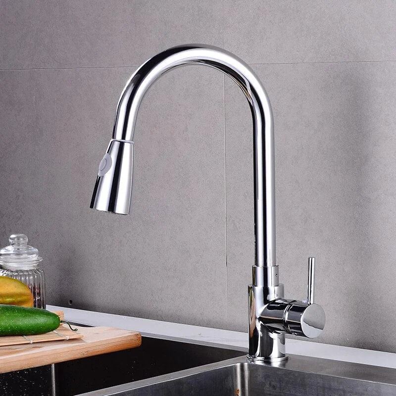 Swivel Spout Kitchen Sink Tap Pull Down Sprayer Water Tap -Bathlova