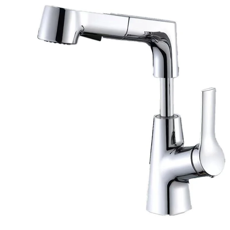 Swivel Spout Sink Tap Brass Bathroom Low Arc Lifting Tap -Bathlova