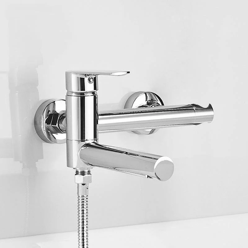 Swivel Spout Tub Tap Trim Single Lever Handle Handshower Bath Filler with Shower Hose -Bathlova