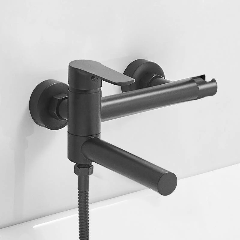 Swivel Spout Tub Tap Trim Single Lever Handle Handshower Bath Filler with Shower Hose -Bathlova