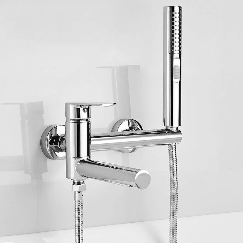 Swivel Spout Tub Tap Trim Single Lever Handle Handshower Bath Filler with Shower Hose -Bathlova