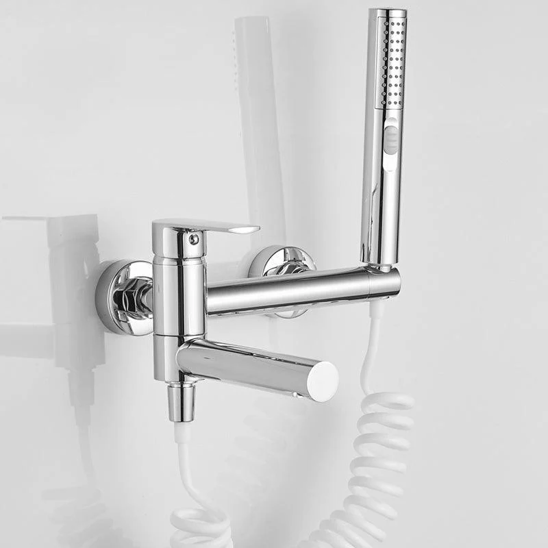 Swivel Spout Tub Tap Trim Single Lever Handle Handshower Bath Filler with Shower Hose -Bathlova