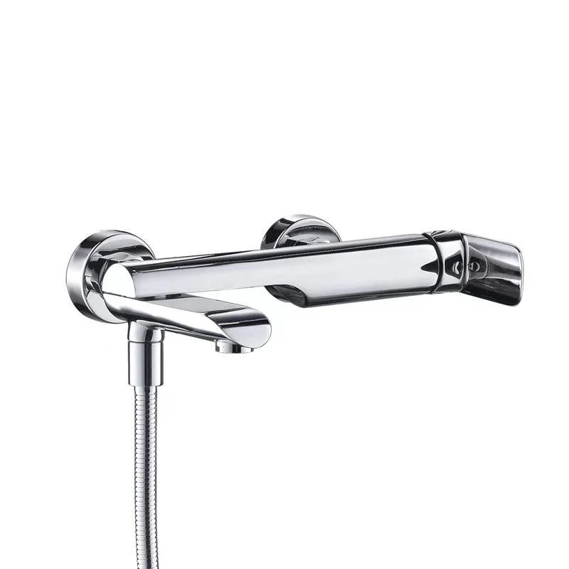 Swivel Tub Filler Wall Mount Single Lever Handle Brass Tub Filler with Hand Shower -Bathlova