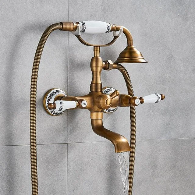 Telephone Style Golden Waterfall Bathtub Tap Brass Bathroom Tap -Bathlova