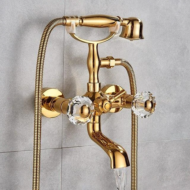 Telephone Style Golden Waterfall Bathtub Tap Brass Bathroom Tap -Bathlova