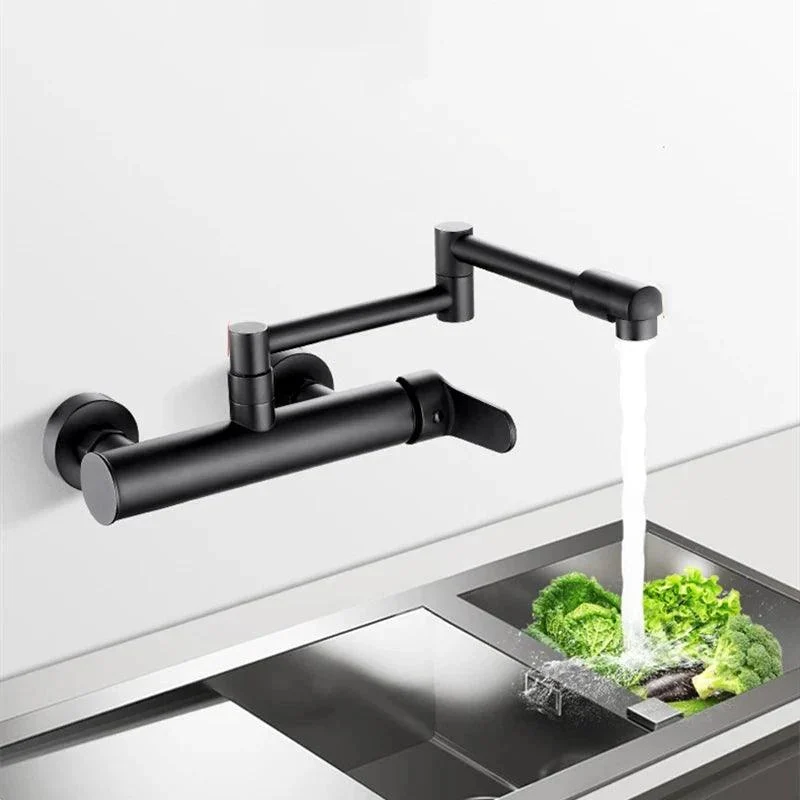 Telescopic Folding Kitchen Taps Black Brass 360 Rotate Mixer Tap -Bathlova