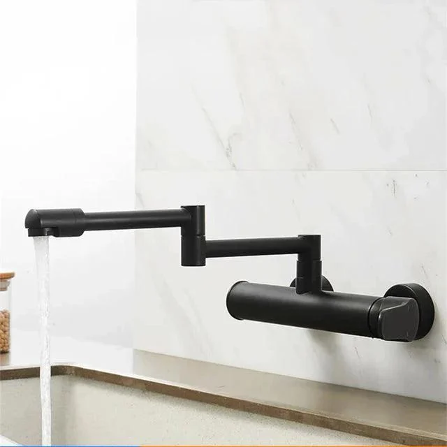 Telescopic Folding Kitchen Taps Black Brass 360 Rotate Mixer Tap -Bathlova