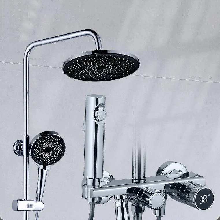 Temperature Control Shower System Valve Included Brass Wall Mounted Shower Combo -Bathlova