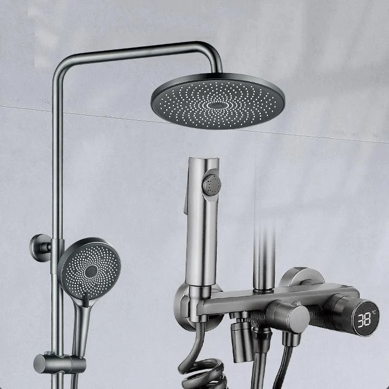 Temperature Control Shower System Valve Included Brass Wall Mounted Shower Combo -Bathlova