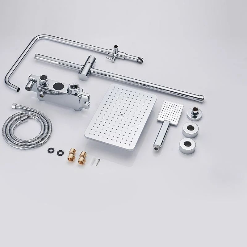 Temperature Display Shower Set With Rainfall Shower Head And Switch -Bathlova