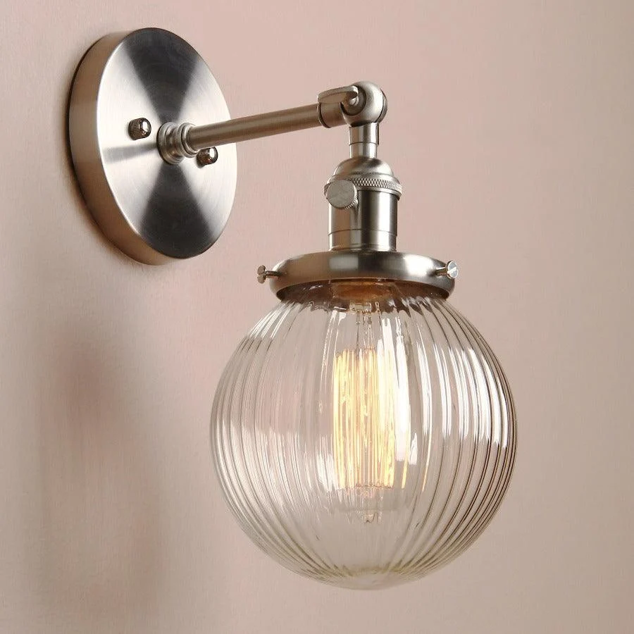 Textured Glass Globe Wall Sconce -Bathlova