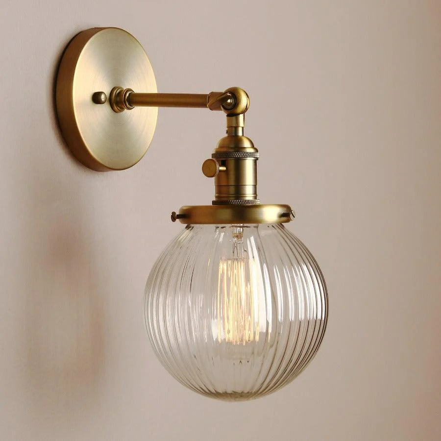 Textured Glass Globe Wall Sconce -Bathlova