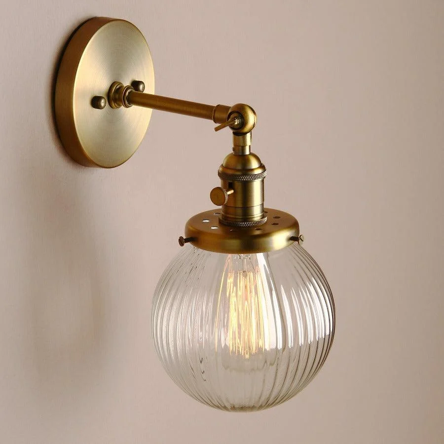 Textured Glass Globe Wall Sconce -Bathlova