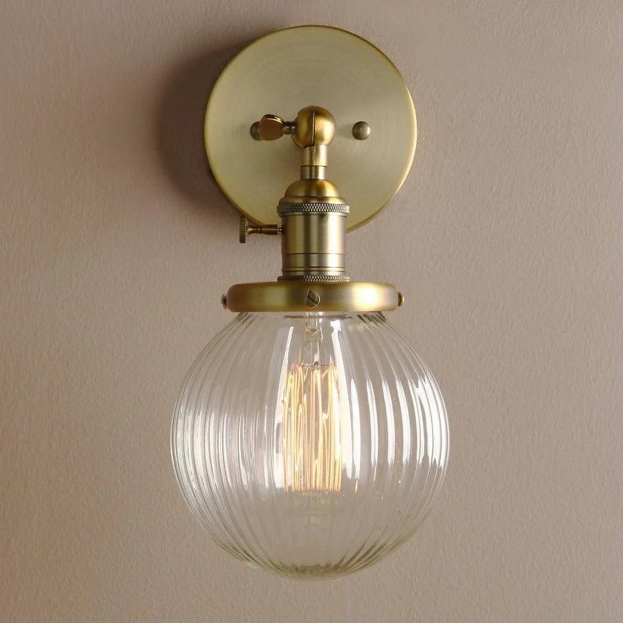 Textured Glass Globe Wall Sconce -Bathlova