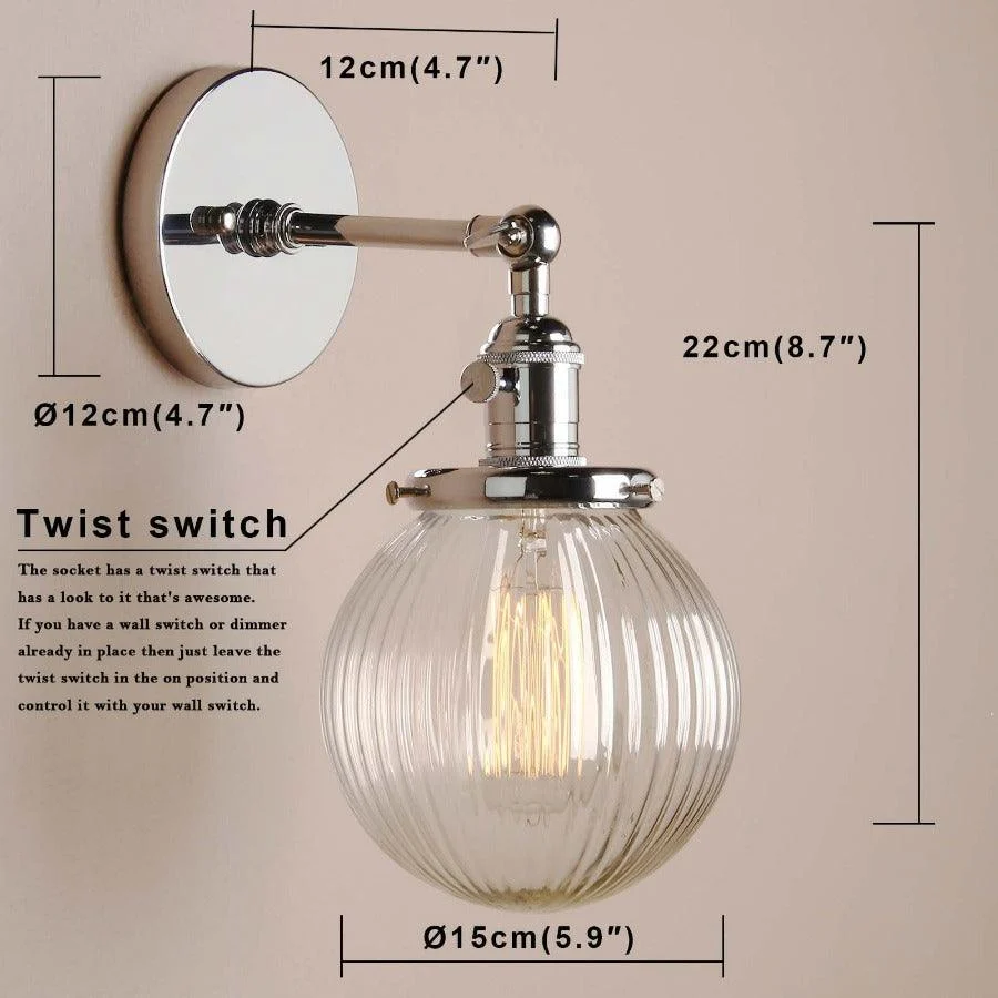 Textured Glass Globe Wall Sconce -Bathlova