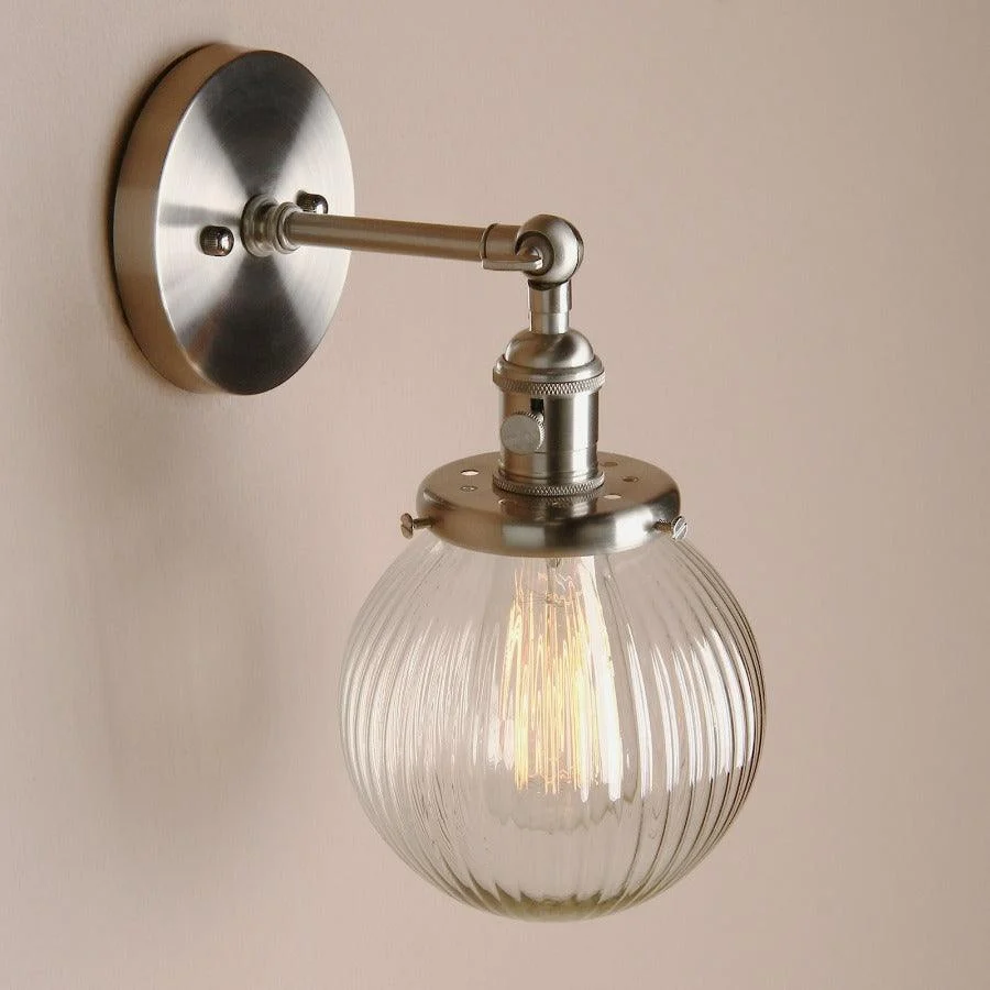 Textured Glass Globe Wall Sconce -Bathlova