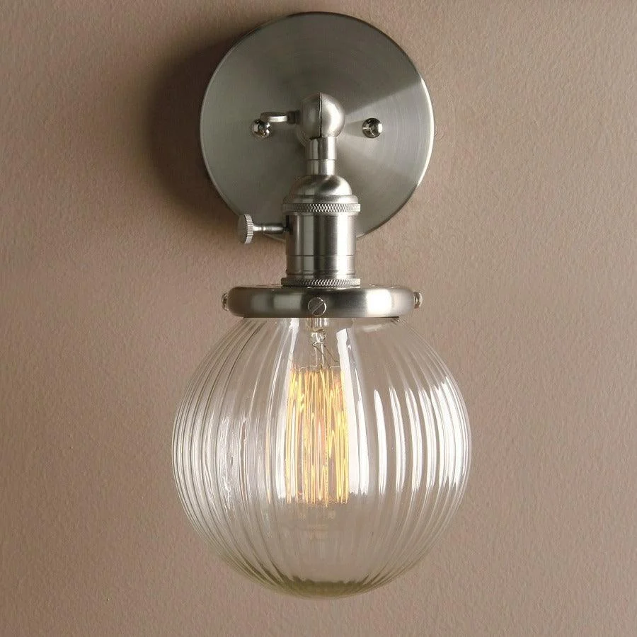 Textured Glass Globe Wall Sconce -Bathlova