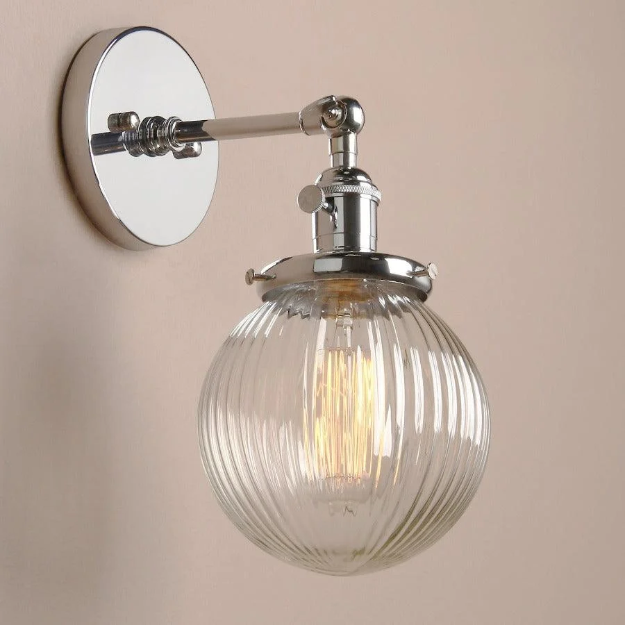 Textured Glass Globe Wall Sconce -Bathlova