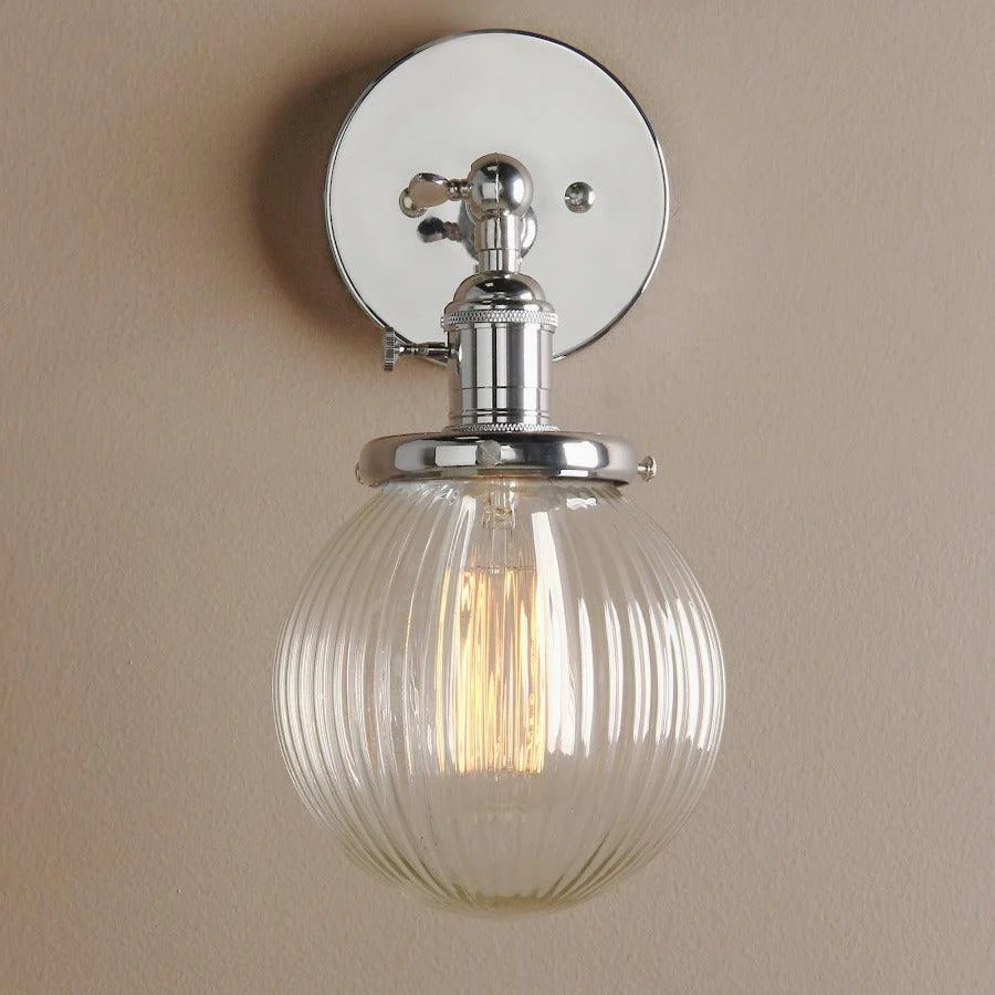 Textured Glass Globe Wall Sconce -Bathlova