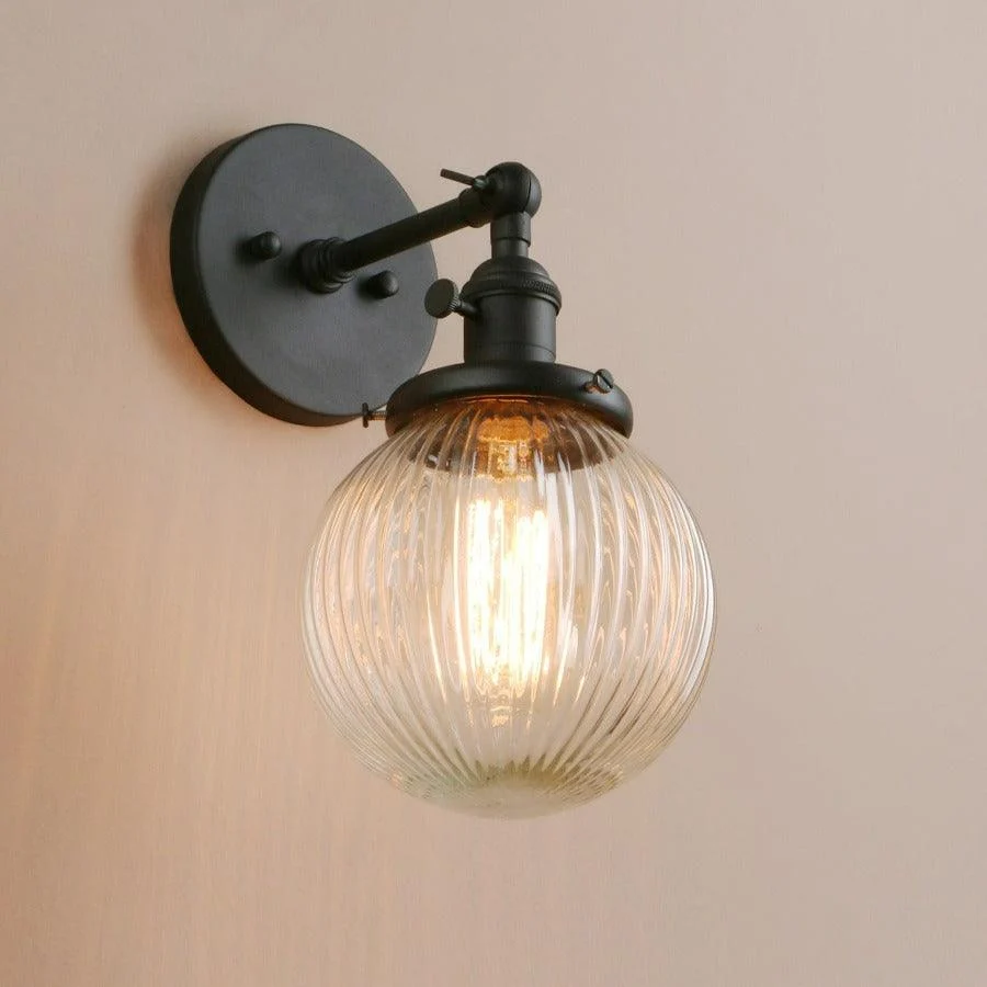 Textured Glass Globe Wall Sconce -Bathlova