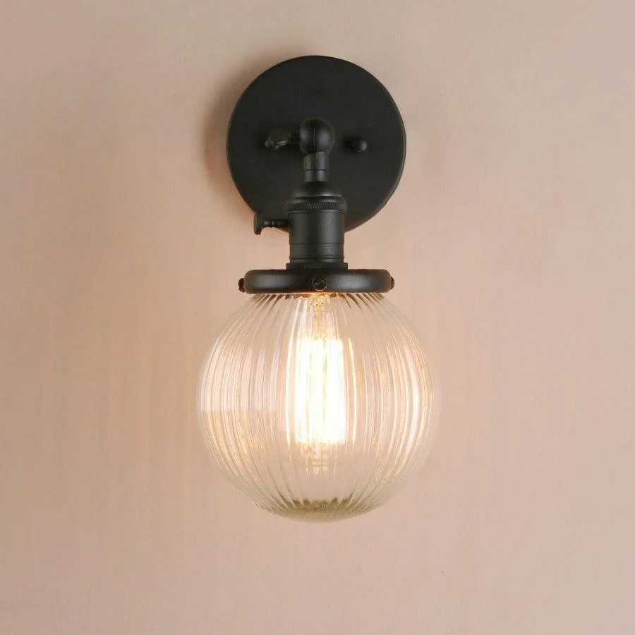 Textured Glass Globe Wall Sconce -Bathlova