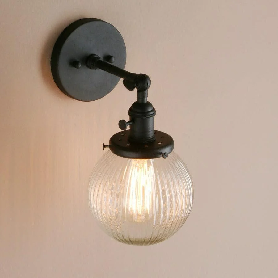 Textured Glass Globe Wall Sconce -Bathlova