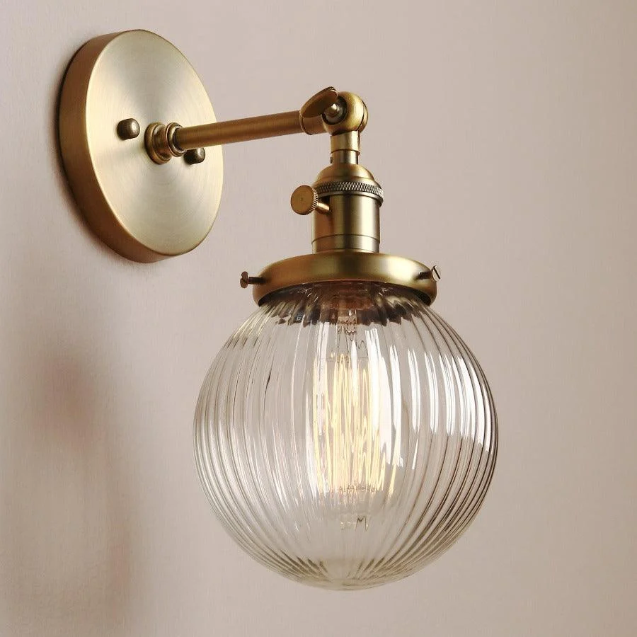 Textured Glass Globe Wall Sconce -Bathlova