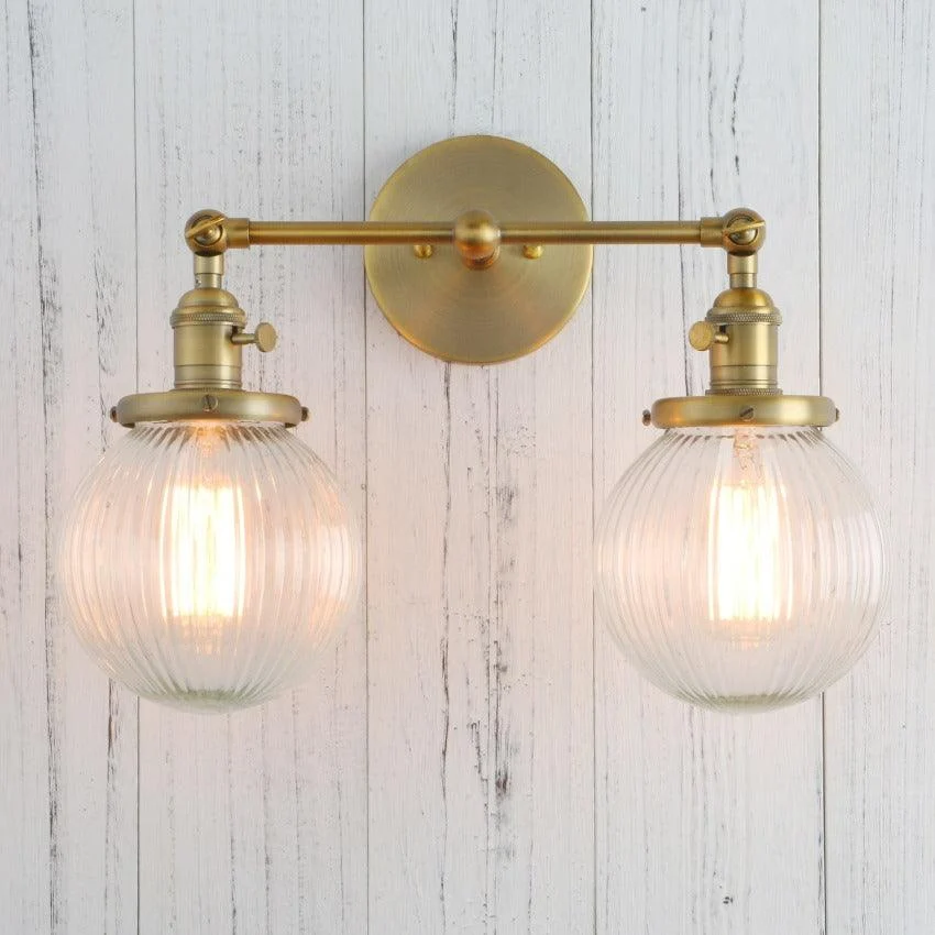 Textured Glass Two-Bulb Wall Sconce -Bathlova