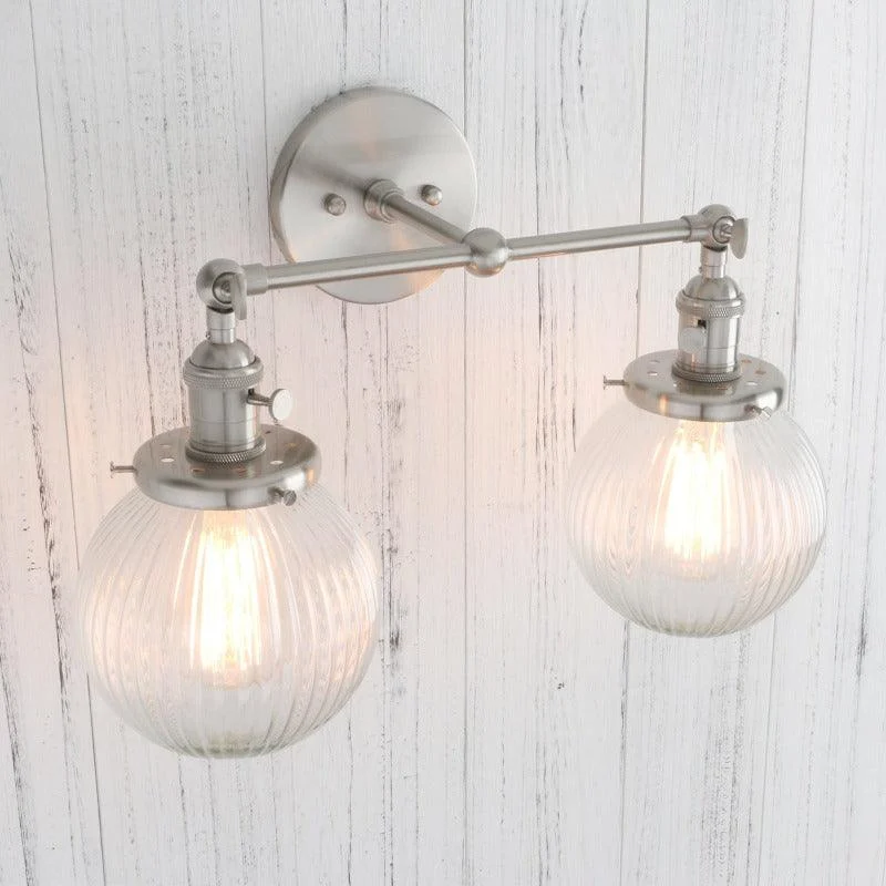 Textured Glass Two-Bulb Wall Sconce -Bathlova