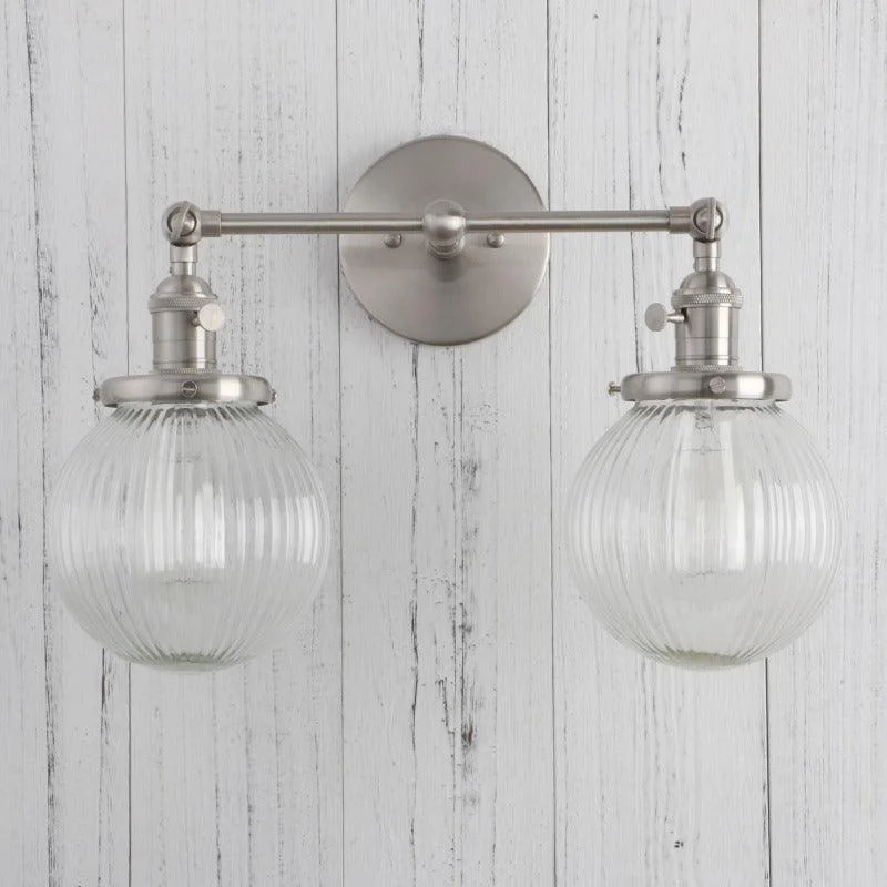 Textured Glass Two-Bulb Wall Sconce -Bathlova