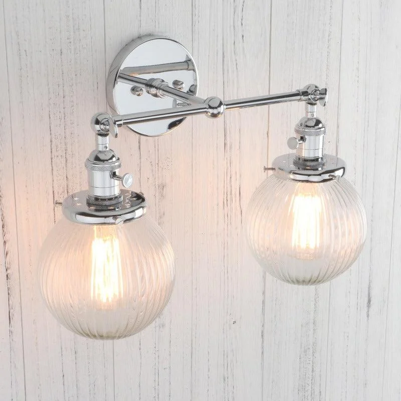 Textured Glass Two-Bulb Wall Sconce -Bathlova