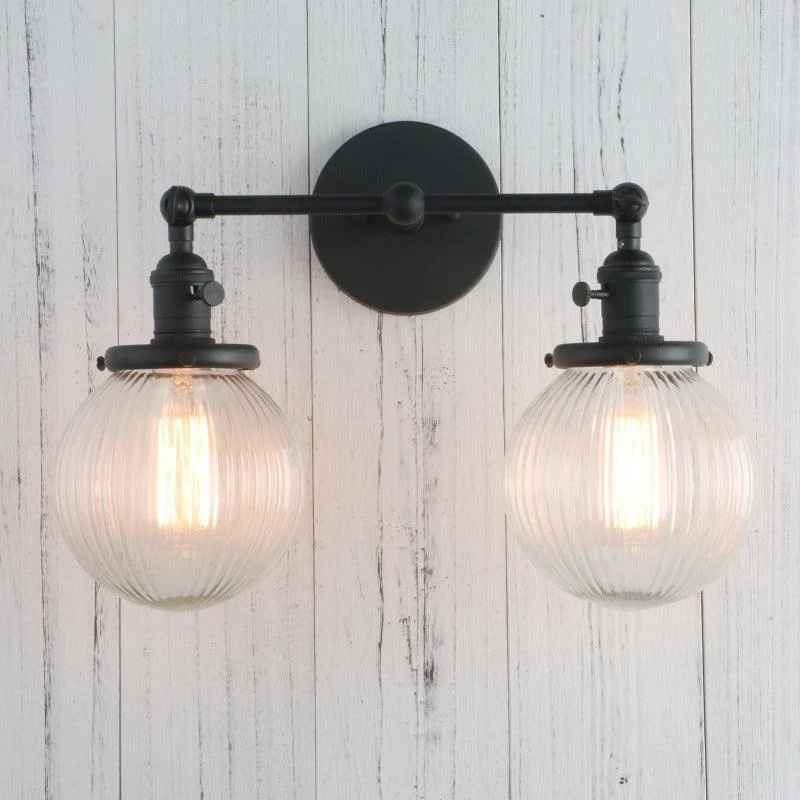 Textured Glass Two-Bulb Wall Sconce -Bathlova