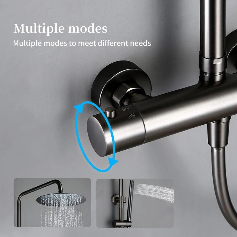 Thermostat Mixer Tap Kit Wall Mount with Handheld Spray & Rain Head -Bathlova