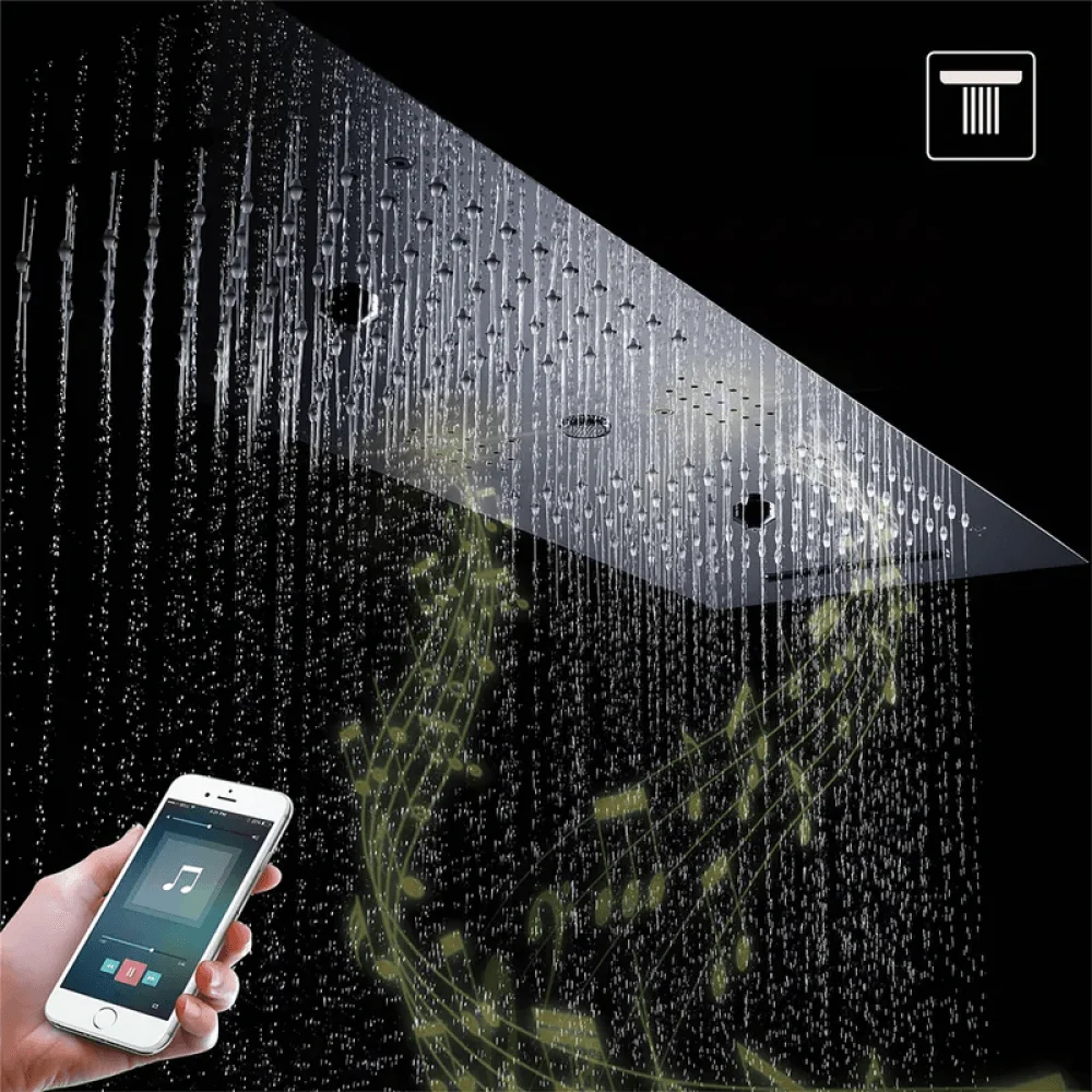 Thermostatic 6 Functions Rain Shower System - Massage Music Remote Controlled LED -Bathlova