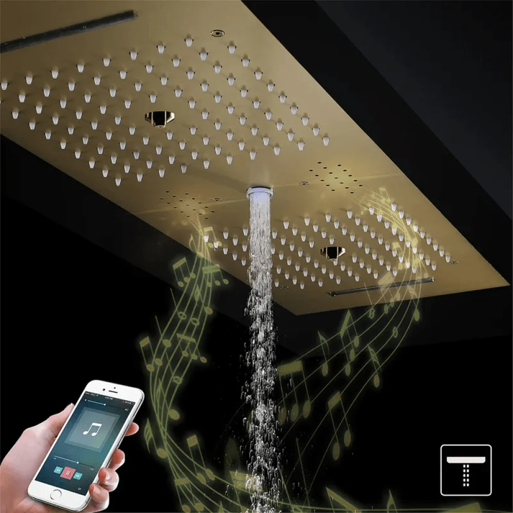 Thermostatic 6 Functions Rain Shower System - Massage Music Remote Controlled LED -Bathlova