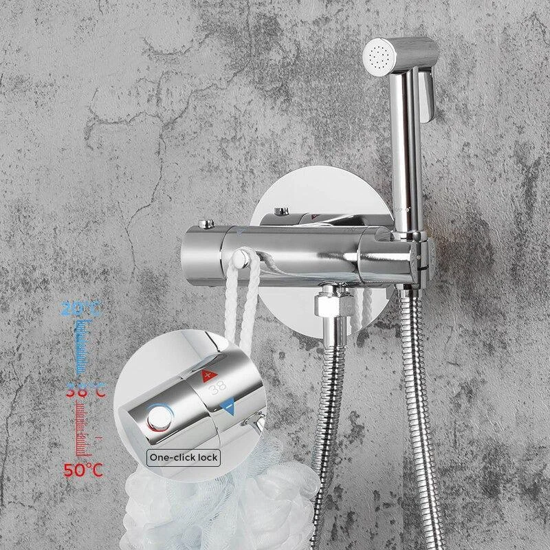 Thermostatic Bidet Tap Shower Head Tap Bathroom Shower Mixer Tap -Bathlova