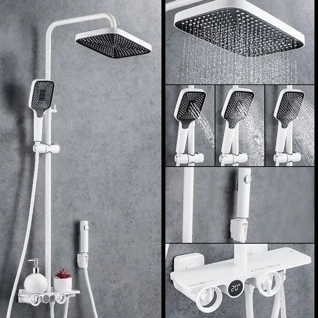 Thermostatic Digital Display Rainfall Shower Systems with Spray -Bathlova