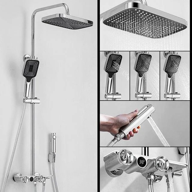 Thermostatic Digital Display Rainfall Shower Systems with Spray -Bathlova