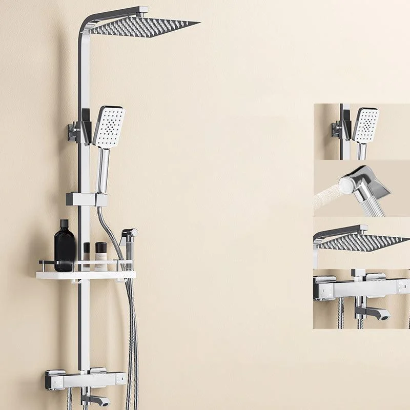 Thermostatic Shower Set Adjustable Spray Pattern Shower System with Slide Bar -Bathlova