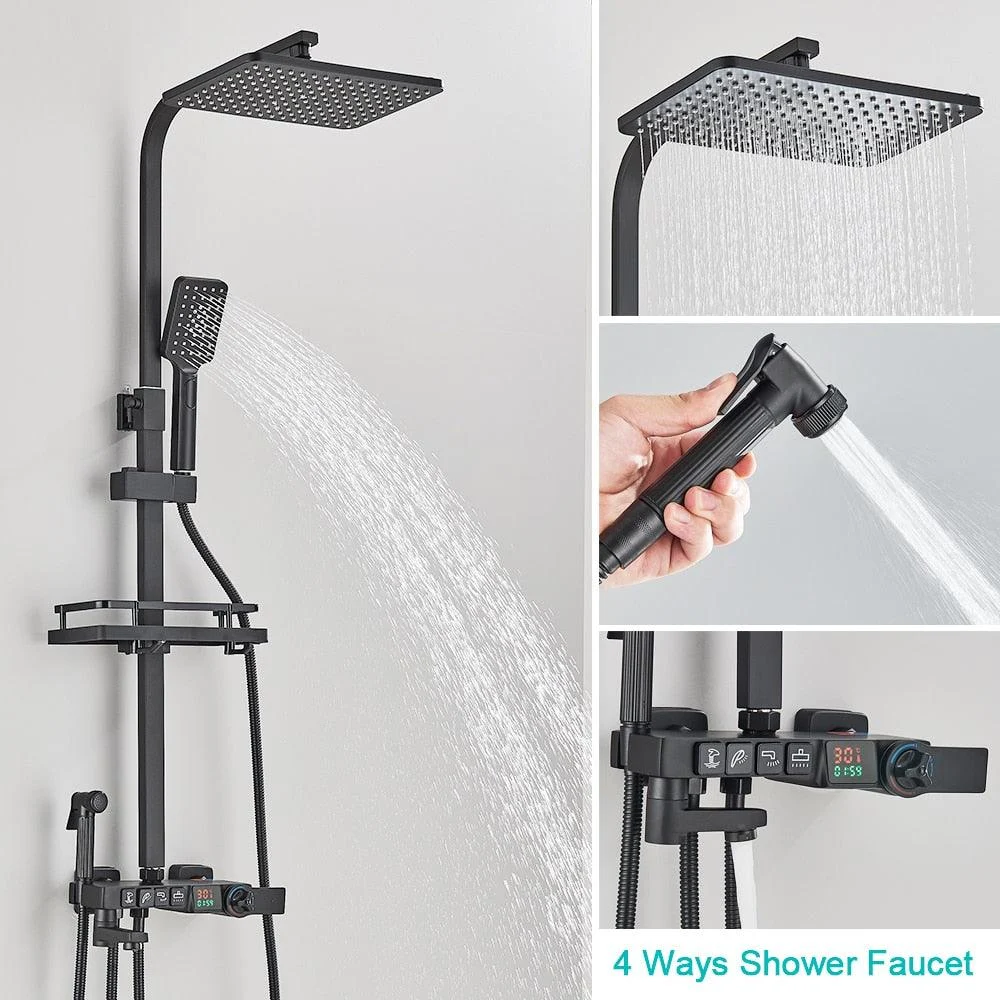 Thermostatic Shower Tap Set 4 Way Rainfall Bathroom Shower System -Bathlova