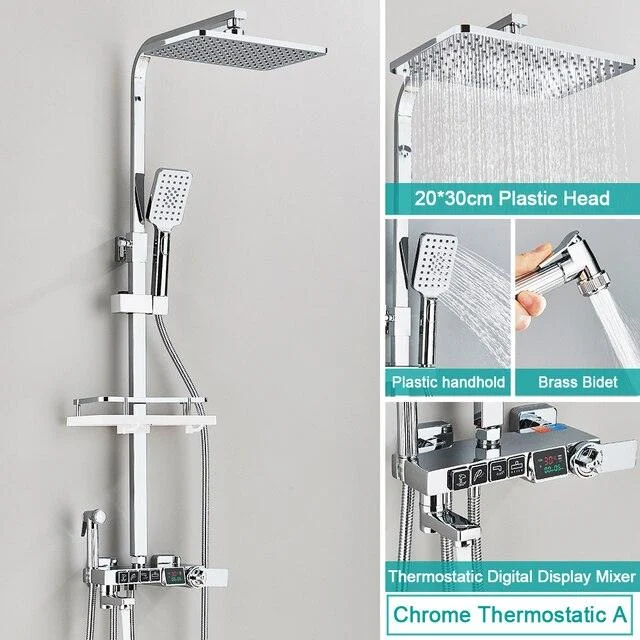 Thermostatic Shower Tap Set 4 Way Rainfall Bathroom Shower System -Bathlova