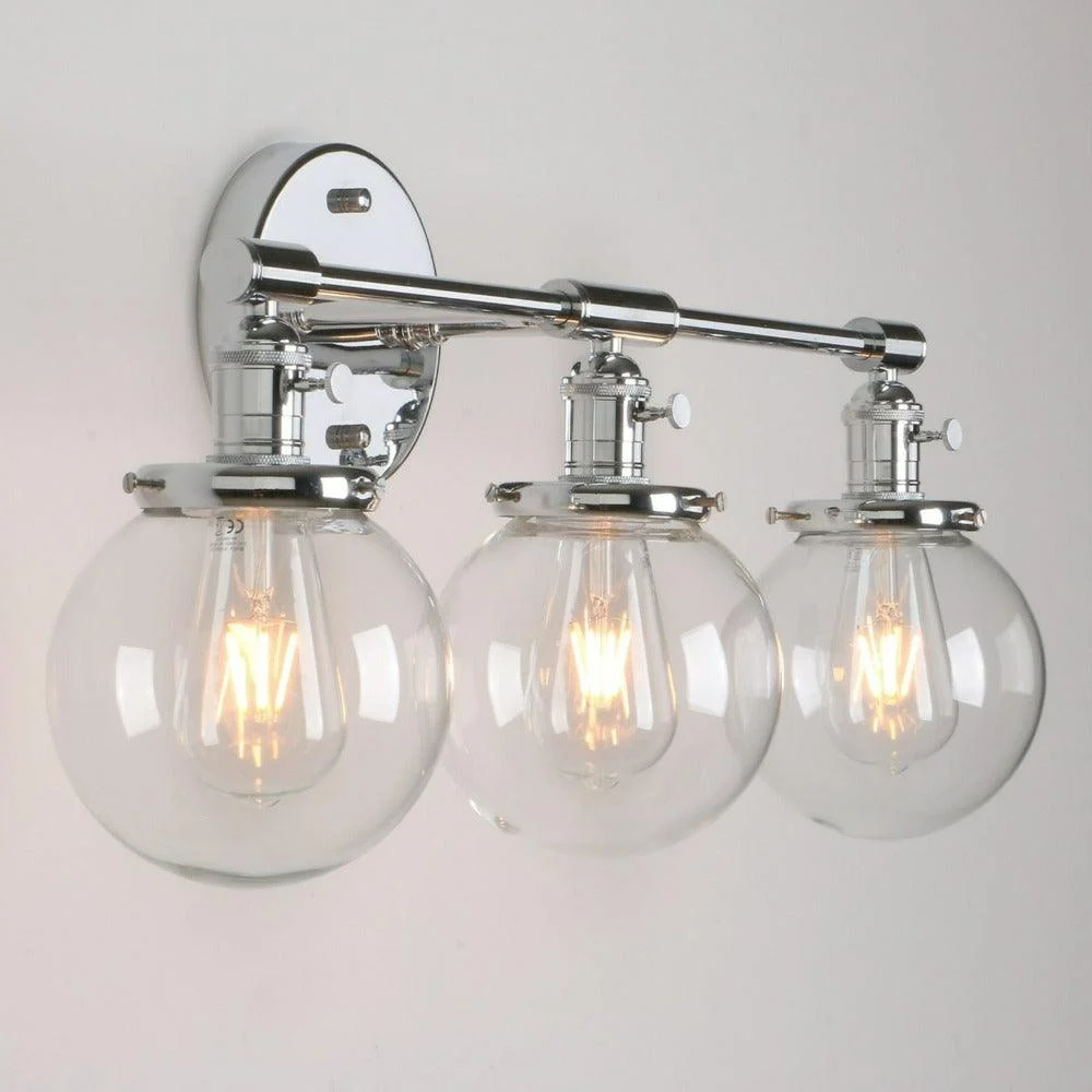 Three-Bulb Radley Glass Globe Wall Sconce -Bathlova