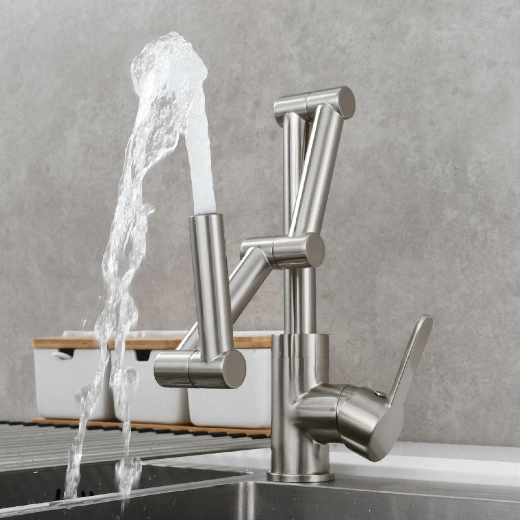 Three-Section Extension Folding Kitchen Tap Hot and Cold Mixer Tap -Bathlova