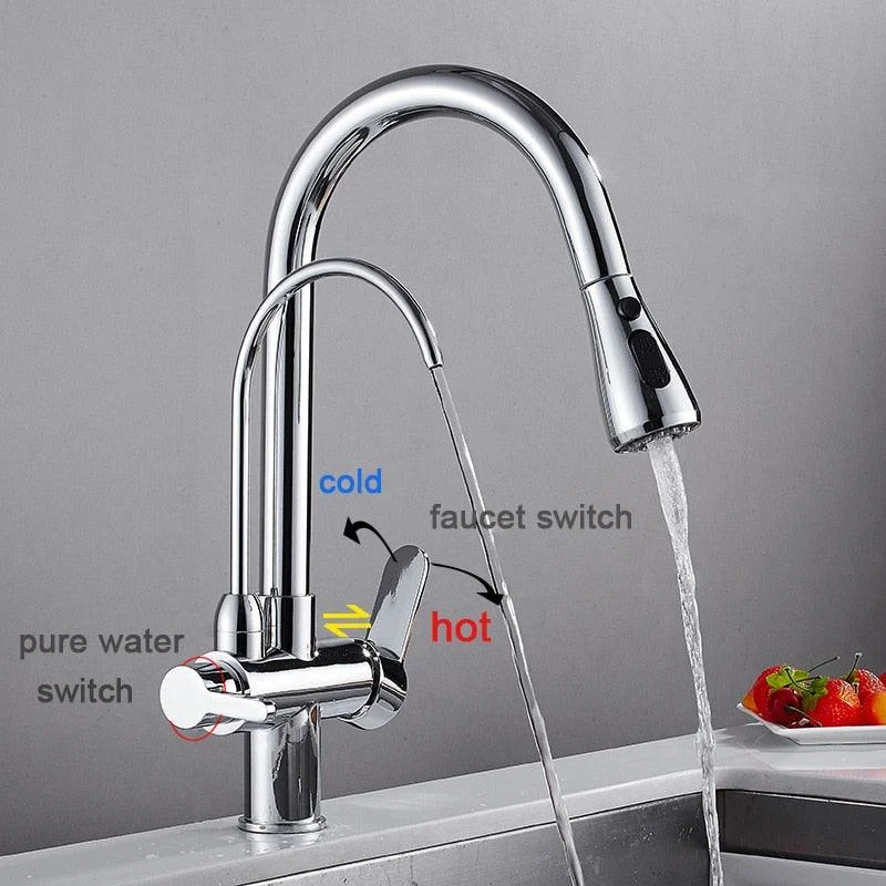 Three Ways Sink Mixer Kitchen Tap Filtered Crane For Kitchen -Bathlova